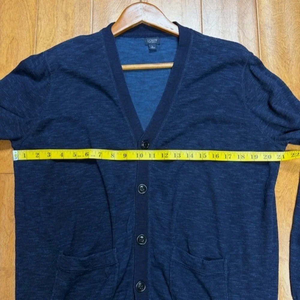 J CREW New York Mens Blue Cotton Cardigan Size L Classic Button Preppy Academia